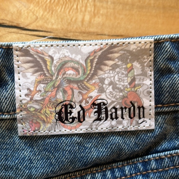 Ed Hardy Panther Dagger Denim Mini Skirt Size M NWT - Picture 9 of 11